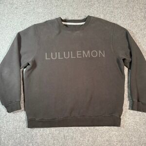 Lululemon Mens Black Logo Crewneck Steady State Sweatshirt Casual Comfort Size L